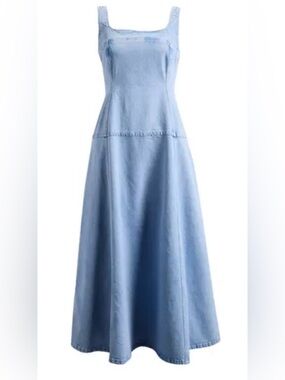 61. Topshop $100 denim dropped waist midi dress in bleach
